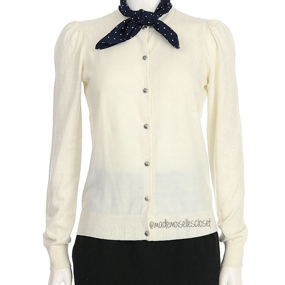 Ralph Lauren Mascarpone Cream Cardigan W/Neck Scarf - Picture 3 of 5